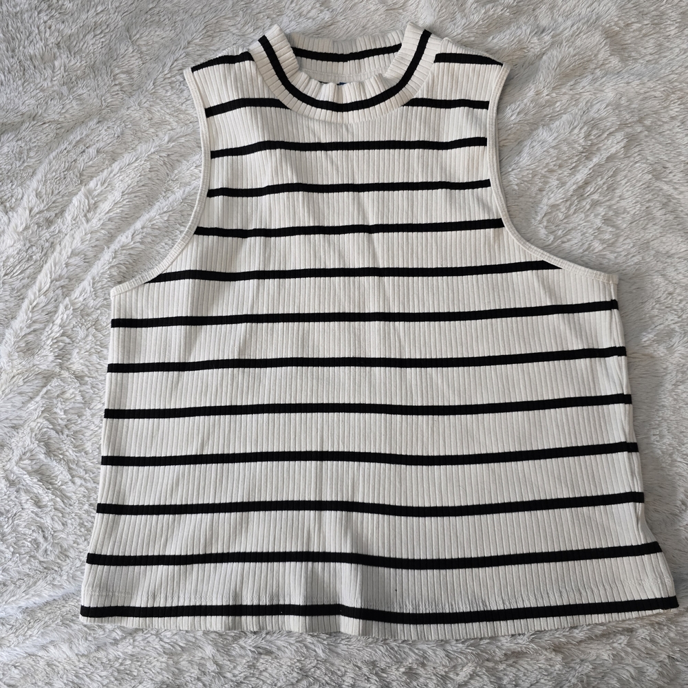 Old Navy Black and White Striped Tank Top